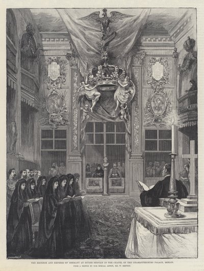 The Emperor and Empress of Germany at Divine Service in the Chapel of the Charlottenburg Palace, Berlin by William Crimea Simpson